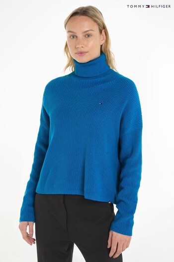 Tommy Hilfiger Blue Funnel Neck Sweater (803305) | £150