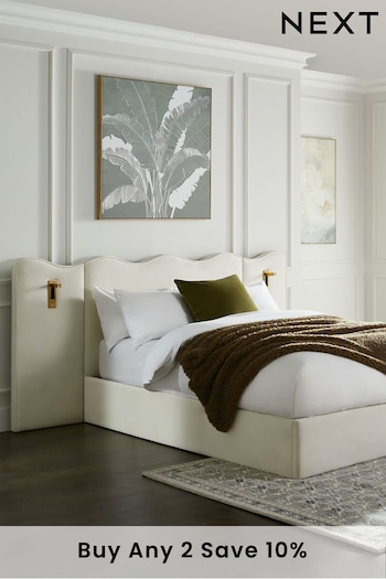 Soft Velvet Natural Oyster Florence Upholstered Ottoman Storage Hotel Bed Frame With Lights (803501) | £1,199 - £1,299
