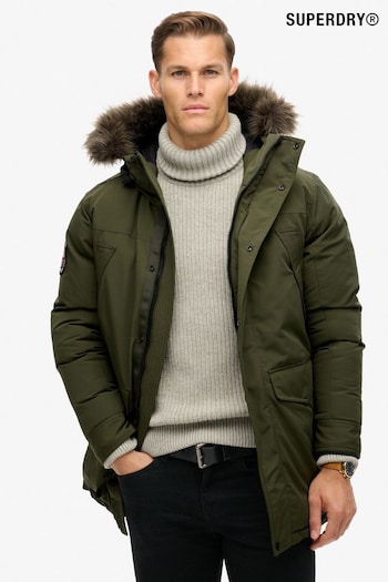 Superdry Army Khaki Green Everest Faux Fur Parka Coat Jacket (803969) | £150