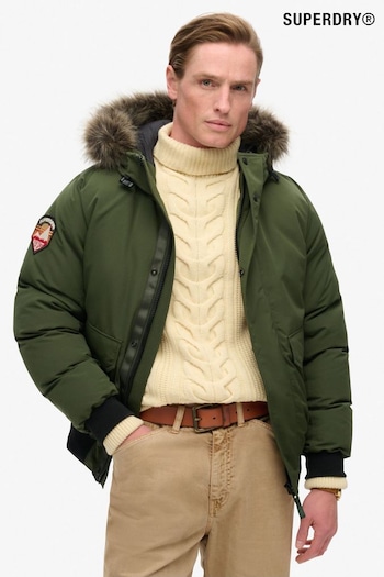 Superdry Army Green Everest Faux Fur Bomber Coat Jacket (804015) | £130