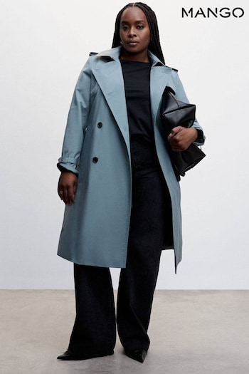 Mango Blue Classic Belted Trench Coat (804063) | £90