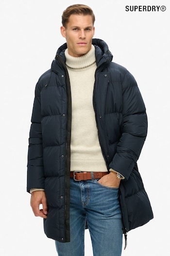 Superdry Eclipse Navy Hooded Sports Puffer Mid Jacket (804303) | £130