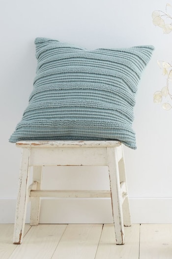 Green Tufted Stripes Cotton Cushion (804407) | £20