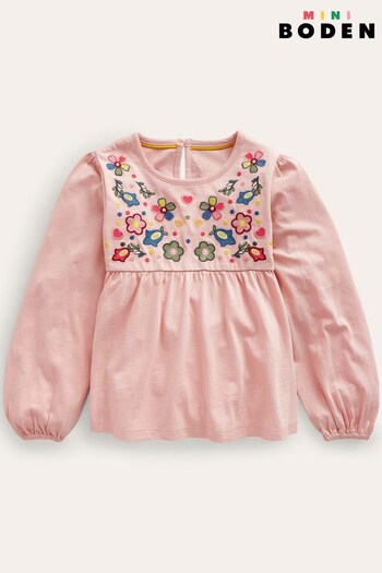 Boden Pink Embroidered Jersey Top (804693) | £25 - £29