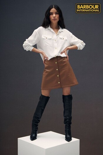 Barbour® International Camel Brown Napier Faux Leather Skirt (804768) | £60