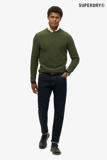 Superdry Thyme Green Textured Crew 100% Cotton Knit Jumper (804782) | £60