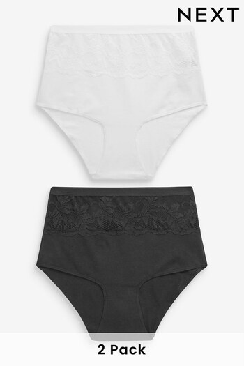Black/White Cotton Tummy Control Shaping High Waist Knickers 2 Pack (804786) | £20