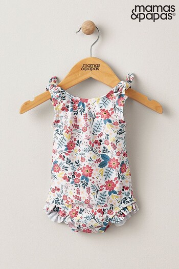 Mamas & Papas Pink Floral Print Swimsuit (805224) | £16