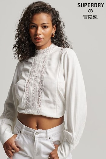 Superdry White Studios Lace Mix Top (805260) | £25