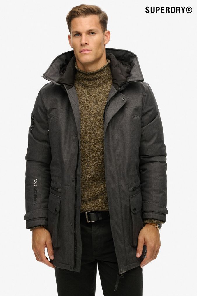 Mens grey parka coats clearance