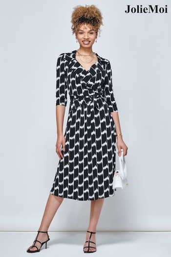 Jolie Moi Black Wrap Tie Side Raegan Jersey Dress (805432) | £69