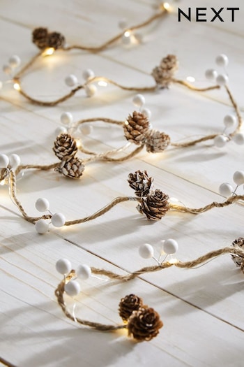 Brown 20 Pinecone And Berry Christmas Line Lights (805480) | £12
