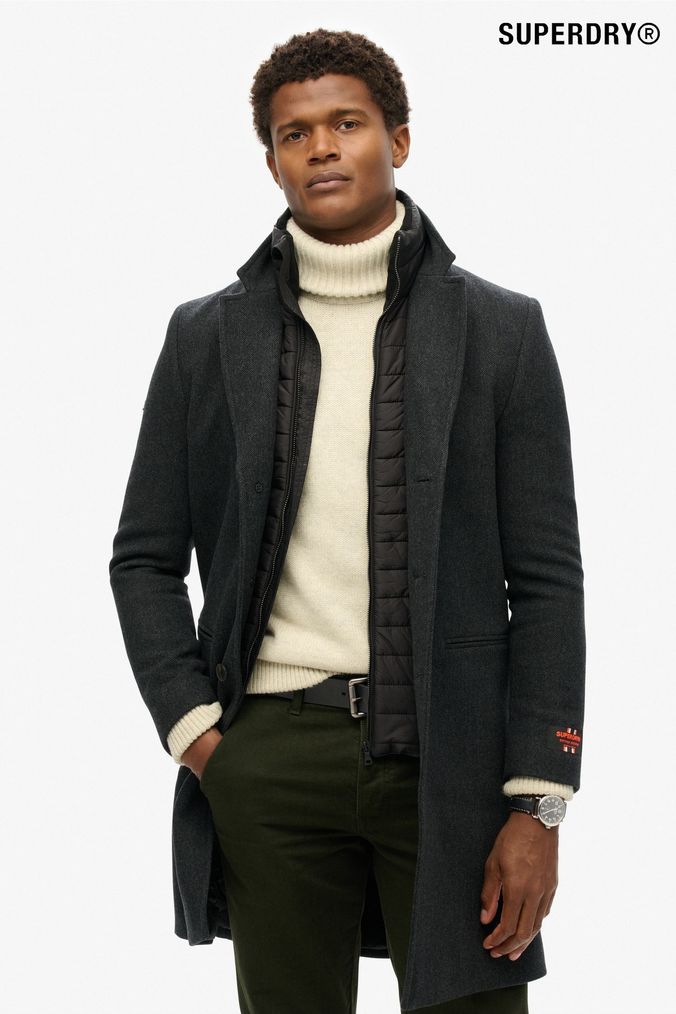 Mens Black Wool Coats Black Hooded Wool Coats Next