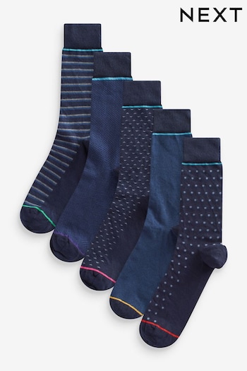 Navy 5 Pack Pattern Socks (805692) | £14