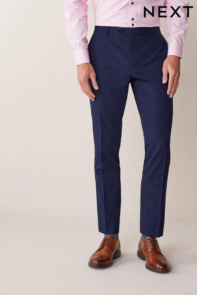 Moss London Slim Fit Slub Suit Trousers Blue at John Lewis  Partners