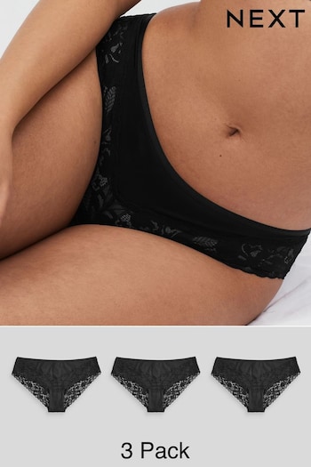 Black Brazilian Floral Lace Knickers 3 Pack (805912) | £18