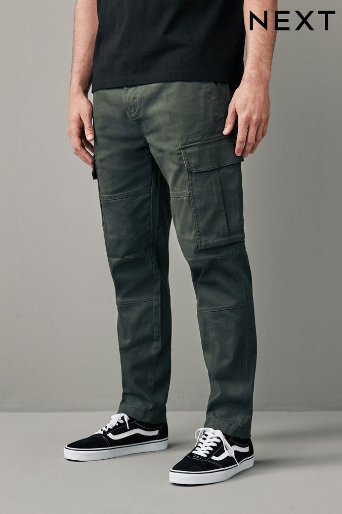 Mens Green Cargo Trousers Khaki Chinos Next