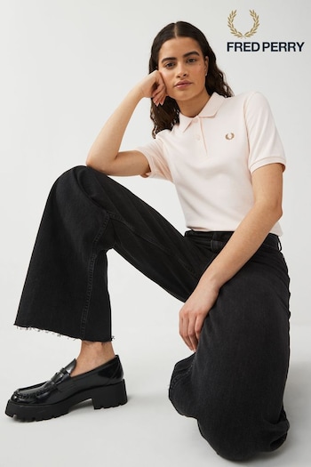 Fred Perry Womens Light Pink Plain Polo two-tone Shirt (806230) | £75