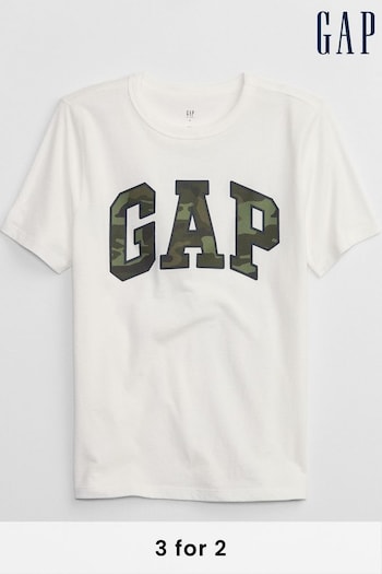 Gap White Camouflage Logo Crew Neck Short Sleeve T-Shirt (4-13yrs) (806320) | £10