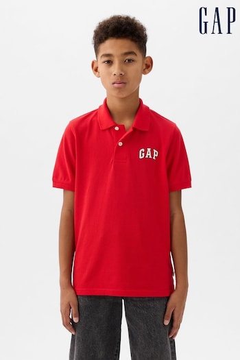 Gap Red Logo Short Sleeve Polo Alga Shirt (4-13yrs) (806375) | £12