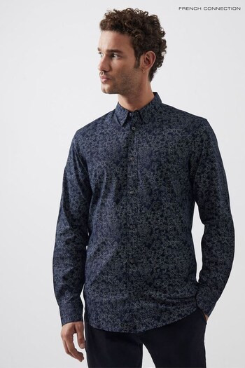 French Connection Grey/Blue Floral Long Sleeve Shirt (806388) | £35