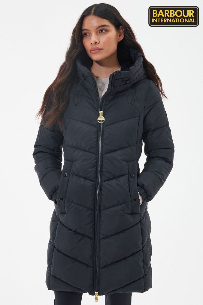 Women s barbour international grand quilted jacket discount latte
