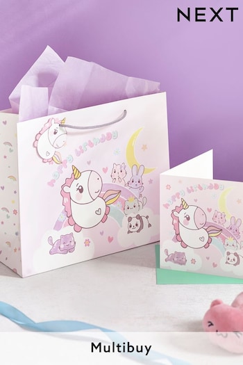 Pink Unicorn Gift Bag and Card Set (806634) | £3.75