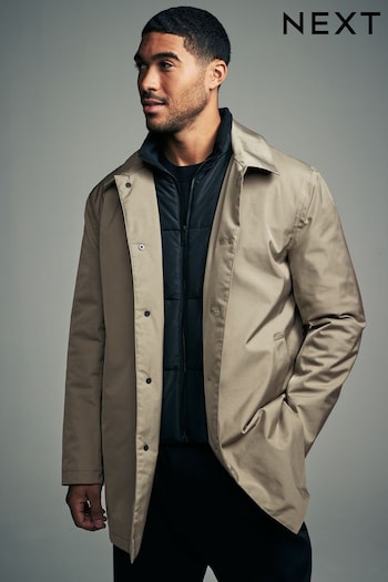 Stone Cream Shower Resistant Padded Funnel Neck Coat (806924) | £129