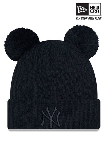 New Era® New York Yankees Double Pom Black Womens Bobble Knit Beanie Hat (806959) | £30