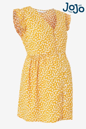 JoJo Maman Bébé Yellow Ditsy Floral Frill Sleeve Maternity Blouse (807281) | £35