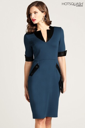 HotSquash Blue Contrast Collar Short Sleeved Dress (807308) | £125