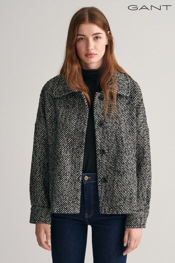 GANT Grey Pattern Cropped Wool Jacket (807414) | £310