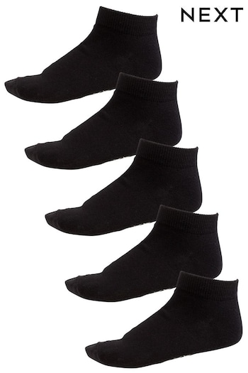 Black 5 Pack Cotton Rich Trainer Socks (807429) | £5.50 - £6.50