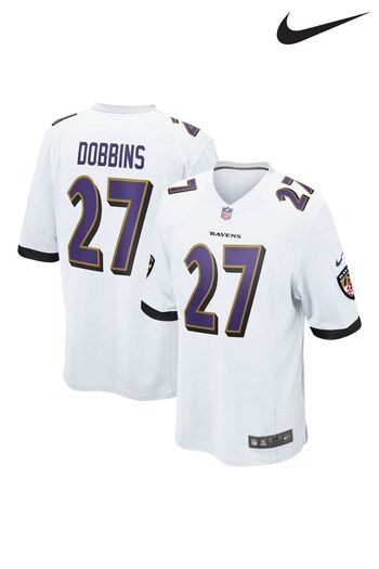 Nike White Baltimore Ravens Game Road Jersey - J.K. Dobbins (807528) | £90