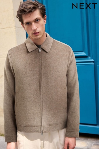 Neutral Soft Touch Padded Harrington Jacket with Wool (807721) | £99