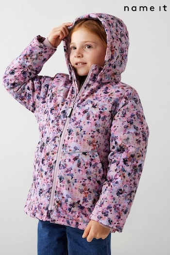 Name It Pink Zip Up Printed Raincoat (807856) | £38