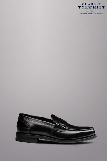 Charles Tyrwhitt Black High Shine Leather Penny Loafers (808287) | £130