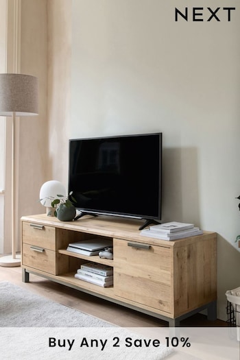 Light Bronx Oak Effect Up to 65 inch Ladder TV Unit, Up to 46" (808506) | £350