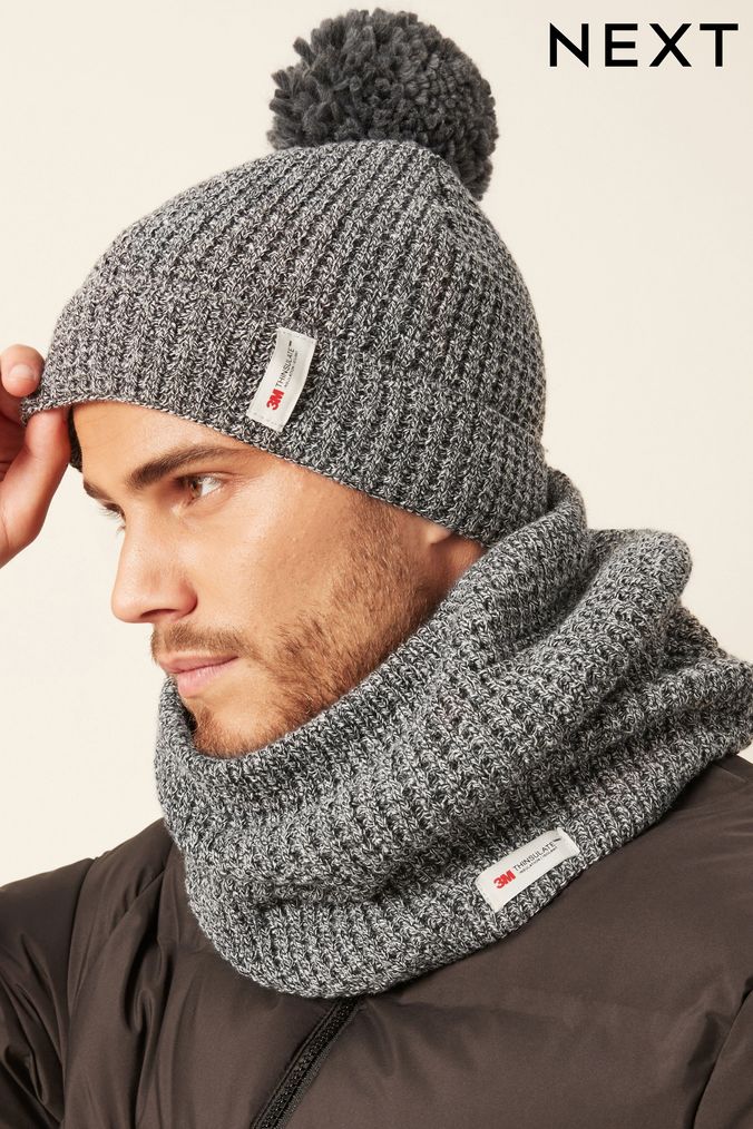 Mens bobble hat and scarf hot sale
