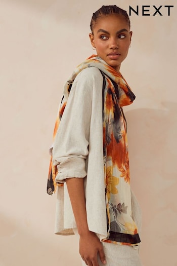 Orange Floral With Sparkle Lightweight Scarf (808634) | £14