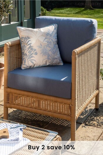 Laura Ashley Natural Garden Vilamoura Lounging Chair in Solis Denim Cushions (808969) | £700