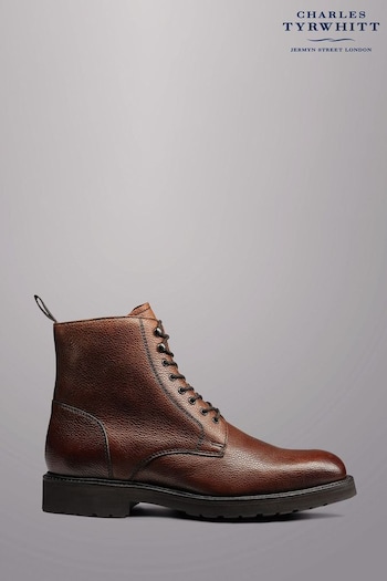 Charles Tyrwhitt Brown Grain Leather Lace Up Boots (808992) | £200