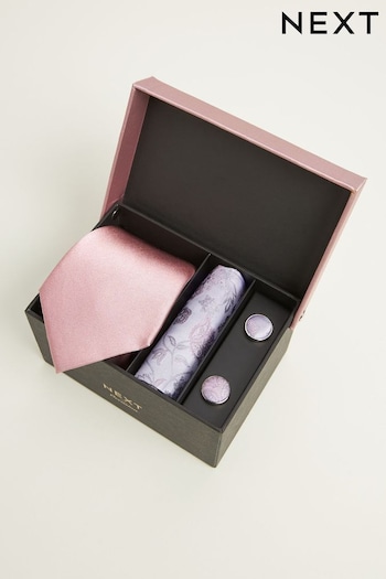 Light Pink Tie, Pocket Square and Cufflinks Gift Set (809116) | £28
