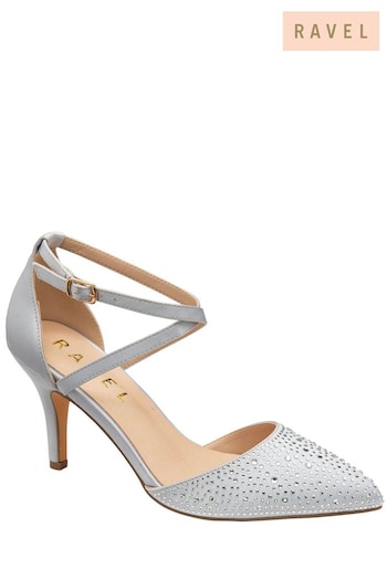 Ravel Silver Strappy Diamante Court Shoes (809238) | £70