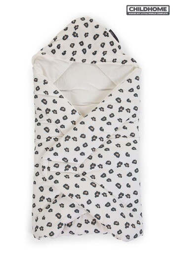 Childhome Grey Kids Super Soft Leopard Print Baby Wrap Blanket (809333) | £50