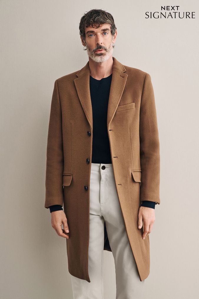 Buy Men s Natural Overcoat Coatsandjackets Online Next UK
