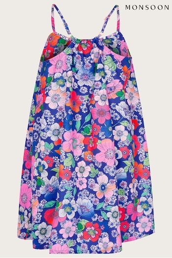 Monsoon Blue Retro Floral Dress (809682) | £25 - £29