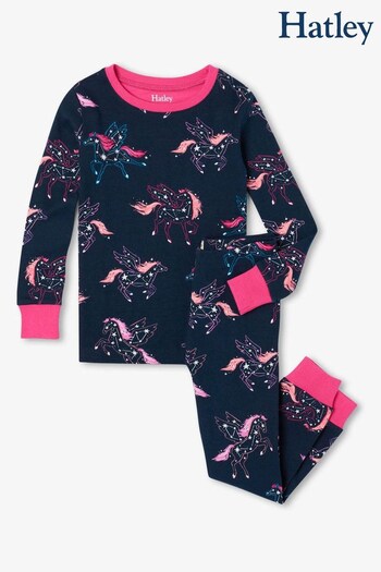 Hatley Blue Pegasus Constellations Organic Cotton Raglan Pajamas Set (809802) | £32