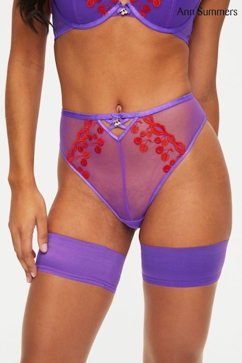 Ann Summers Purple Cherry Kiss High-Waisted Brazilian Knickers (809949) | £13