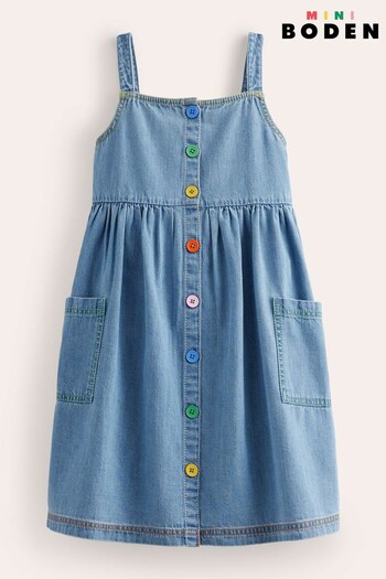 Boden Blue Button Through Pinafore Dress (810087) | £29 - £33